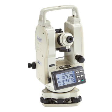 The Datum DET05LT Electronic Theodolite has 5" accuracy and a simple set-up with angles shown on a clear LCD dual-sided display.